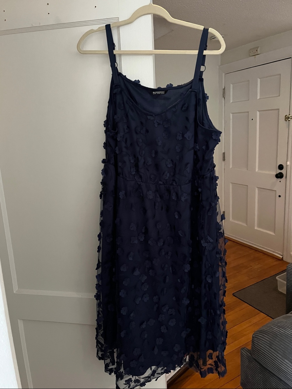 NWOT BloomChic Navy Floral Appliqué Dress